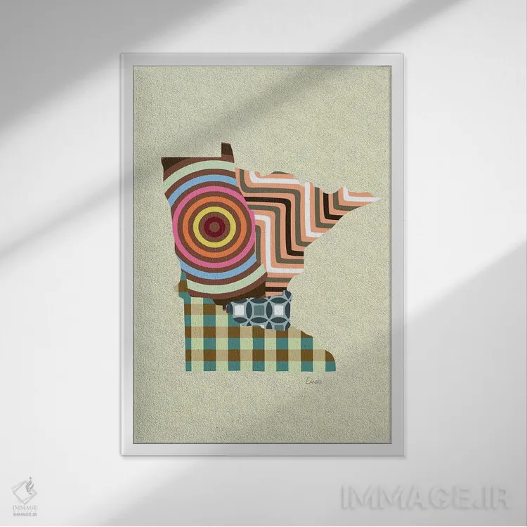 تابلو دکوراتیو "ایالت مینه سوتا" اثر لانره استودیو - نمای قابدار سفید