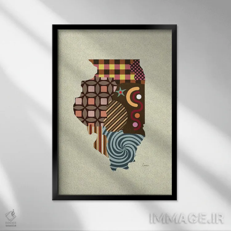 تابلو دکوراتیو "ایالت ایلینوی" اثر لانره استودیو - نمای قابدار مشکی