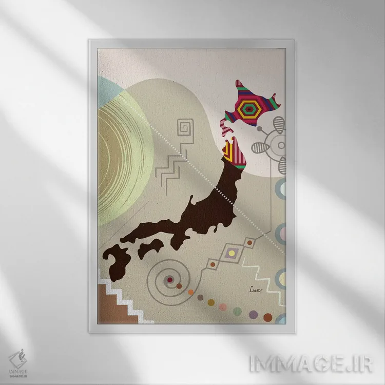 تابلو دکوراتیو "ژاپن به سبک هنری" اثر لانره استودیو - نمای قابدار سفید