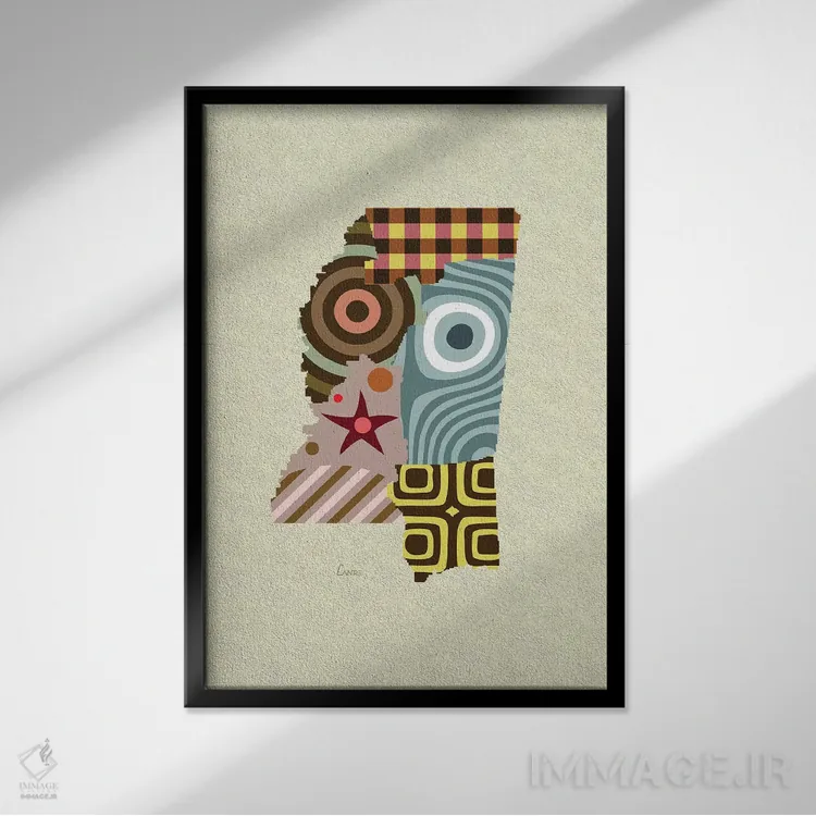 تابلو دکوراتیو "ایالت می سی سی پی" اثر لانره استودیو - نمای قابدار مشکی