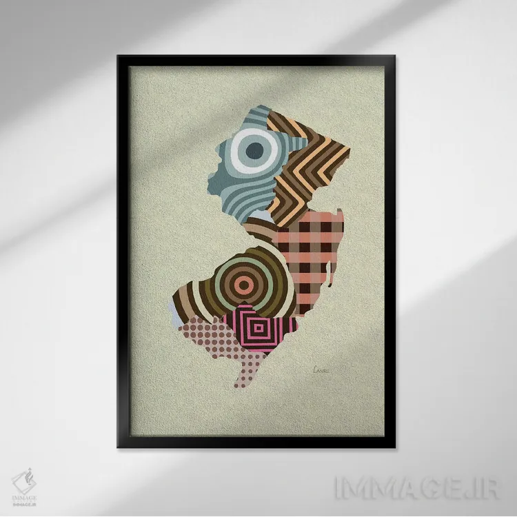 تابلو دکوراتیو "ایالت نیوجرسی" اثر لانره استودیو - نمای قابدار مشکی