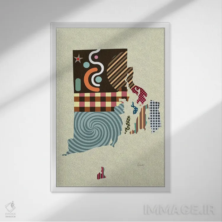 تابلو دکوراتیو "ایالت رود آیلند" اثر لانره استودیو - نمای قابدار سفید