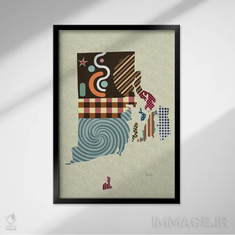 تابلو دکوراتیو "ایالت رود آیلند" اثر لانره استودیو - نمای قابدار مشکی