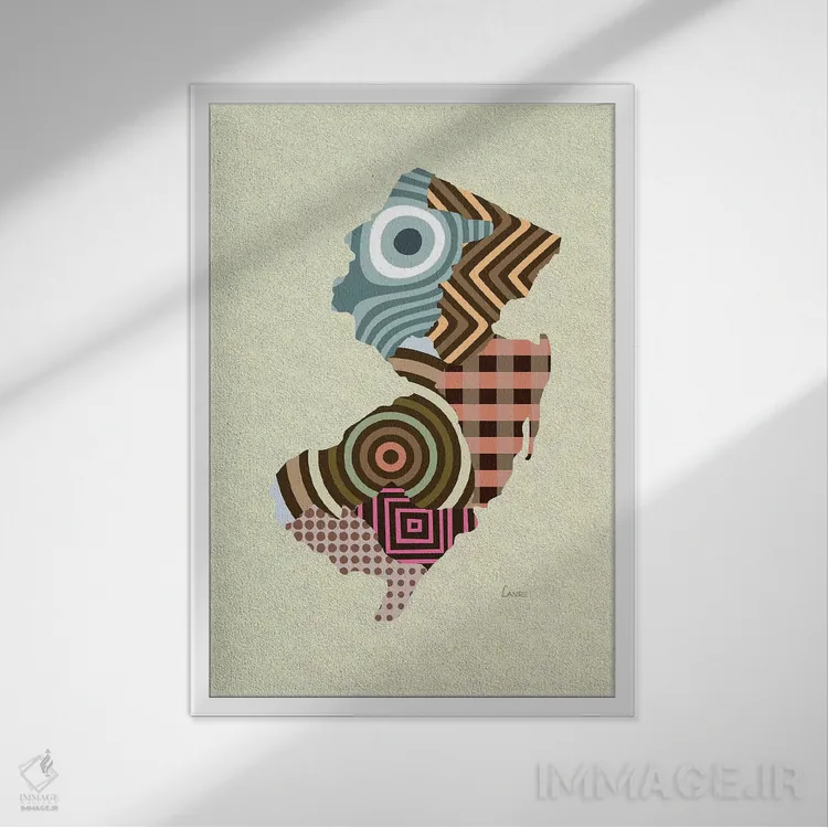 تابلو دکوراتیو "ایالت نیوجرسی" اثر لانره استودیو - نمای قابدار سفید