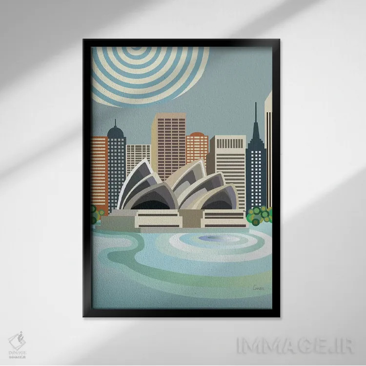 تابلو دکوراتیو "اپرای سیدنی" اثر لانره استودیو - نمای قابدار مشکی