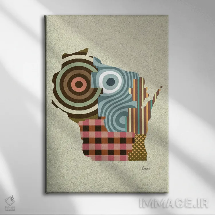 تابلو دکوراتیو "ایالت ویسکانسین" اثر لانره استودیو - نمای روبهرو روی دیوار
