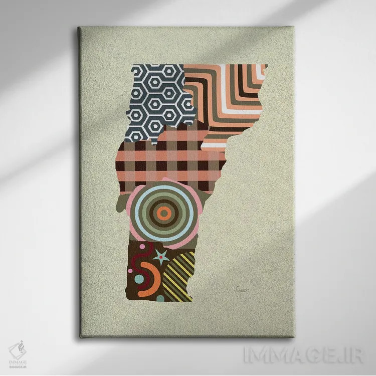 تابلو دکوراتیو "ایالت ورمونت" اثر لانره استودیو - نمای روبهرو روی دیوار