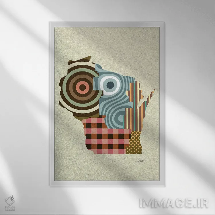 تابلو دکوراتیو "ایالت ویسکانسین" اثر لانره استودیو - نمای قابدار سفید