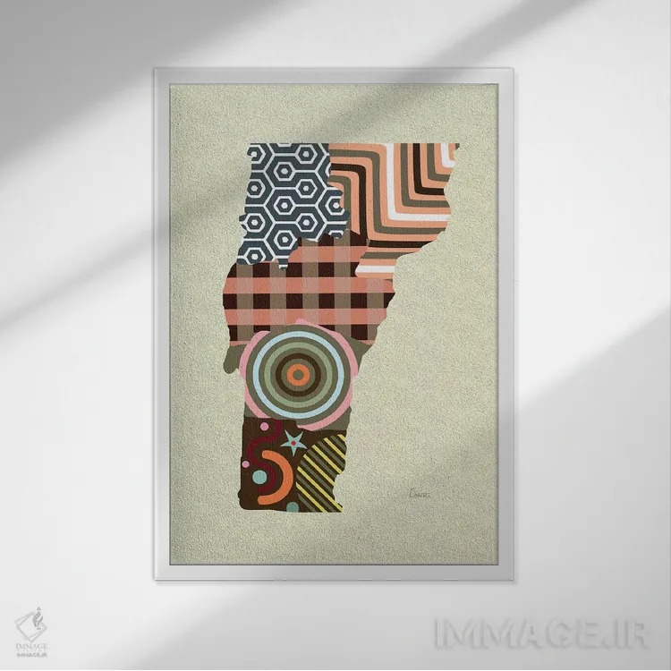 تابلو دکوراتیو "ایالت ورمونت" اثر لانره استودیو - نمای قابدار سفید