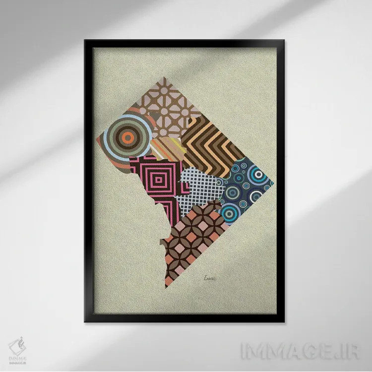 تابلو دکوراتیو "واشنگتن دی سی" اثر لانره استودیو - نمای قابدار مشکی