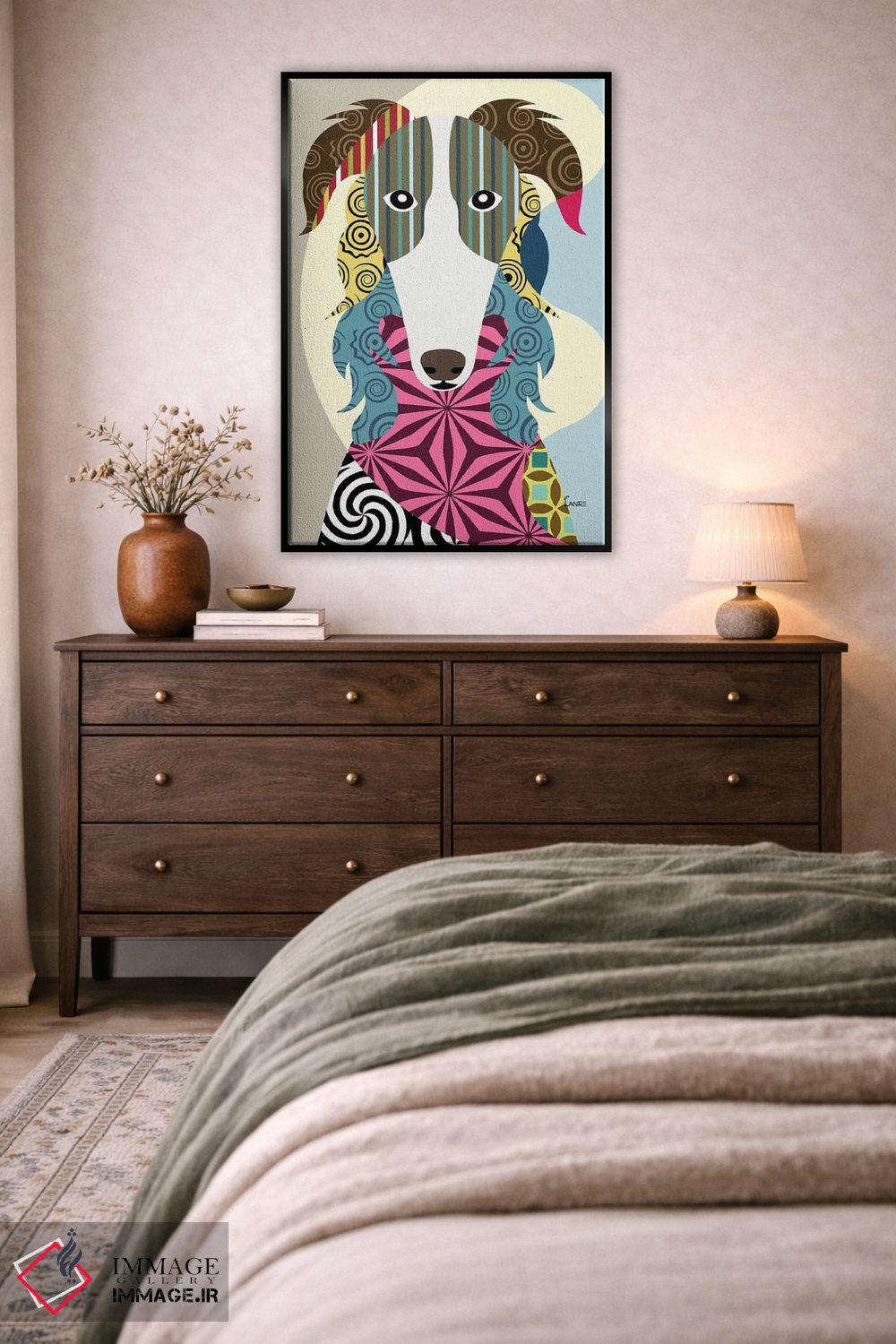 تابلو دکوراتیو "بورزوی سگ گرگ نما روسی" اثر لانره استودیو - D5B