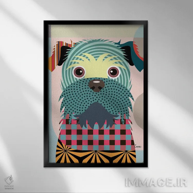 تابلو دکوراتیو "بروسلز گریفون" اثر لانره استودیو - نمای قابدار مشکی