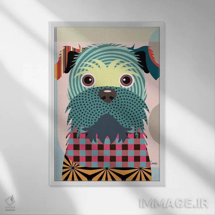 تابلو دکوراتیو "بروسلز گریفون" اثر لانره استودیو - نمای قابدار سفید