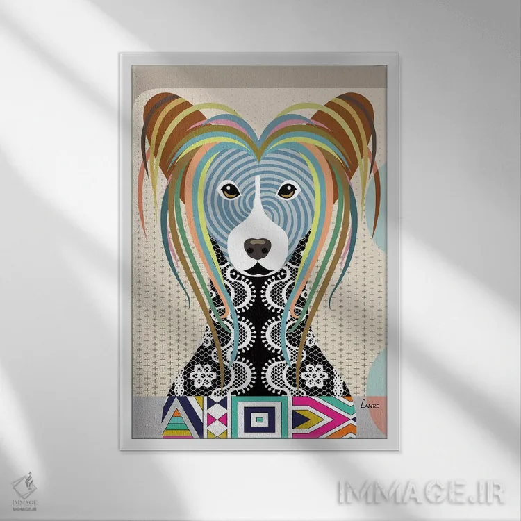 تابلو دکوراتیو "چاینیز کرستد" اثر لانره استودیو - نمای قابدار سفید