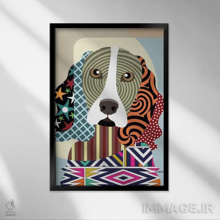 تابلو دکوراتیو "انگلیش اسپریگر اسپانیل" اثر لانره استودیو - نمای قابدار مشکی