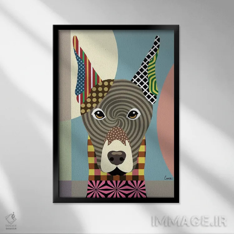 تابلو دکوراتیو "دوبرمن پینشر" اثر لانره استودیو - نمای قابدار مشکی