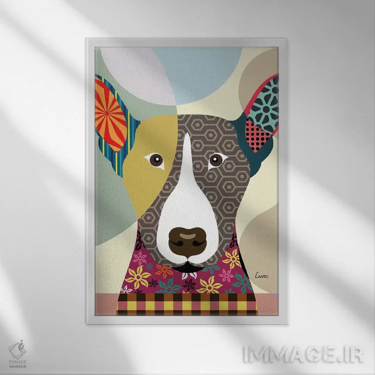 تابلو دکوراتیو "بول تریر" اثر لانره استودیو - نمای قابدار سفید