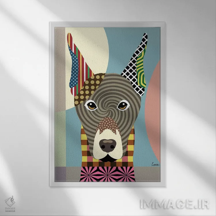 تابلو دکوراتیو "دوبرمن پینشر" اثر لانره استودیو - نمای قابدار سفید