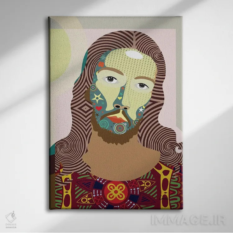 تابلو دکوراتیو "عیسی مسیح" اثر لانره استودیو - نمای روبهرو روی دیوار