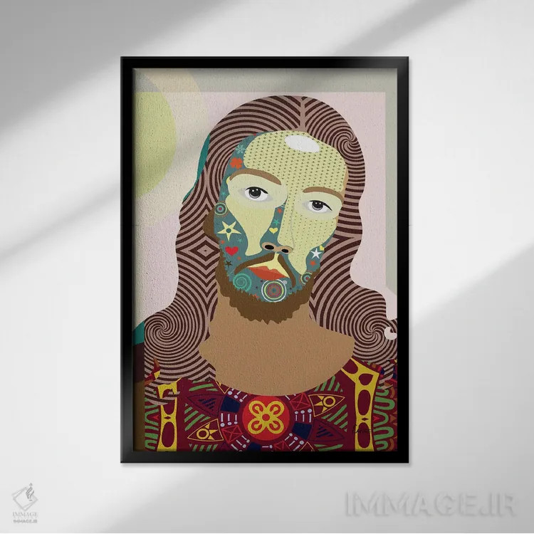 تابلو دکوراتیو "عیسی مسیح" اثر لانره استودیو - نمای قابدار مشکی