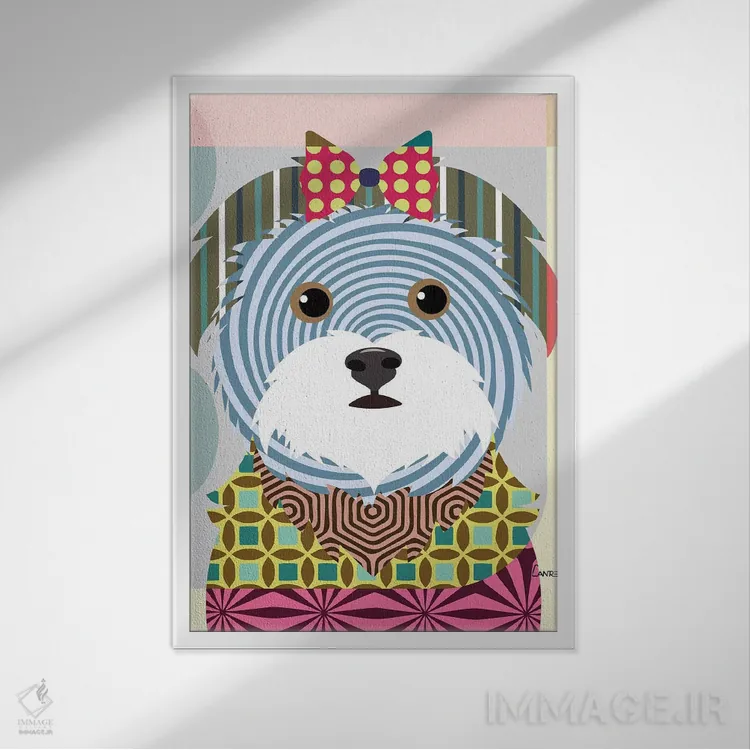 تابلو دکوراتیو "مالتیز" اثر لانره استودیو - نمای قابدار سفید