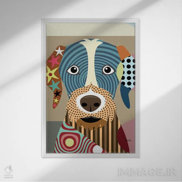 تابلو دکوراتیو "پوینتر سیم مو آلمانی" اثر لانره استودیو - نمای قابدار سفید