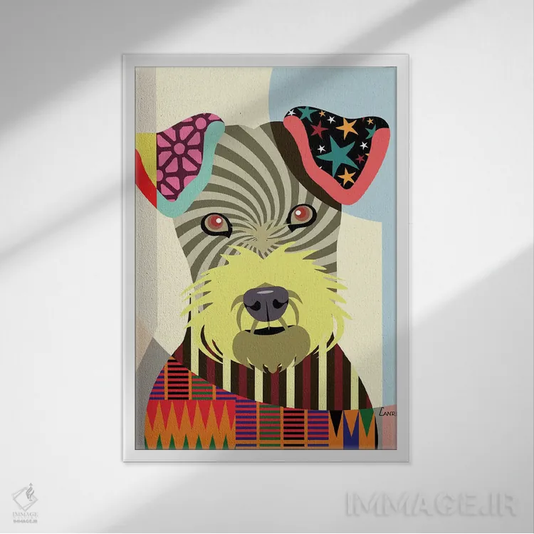 تابلو دکوراتیو "آیریش تریر" اثر لانره استودیو - نمای قابدار سفید