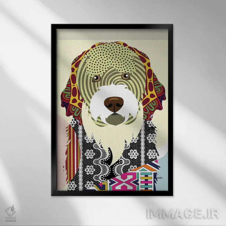 تابلو دکوراتیو سگ آبی پرتغالی اثر لانره استودیو - نمای قابدار مشکی