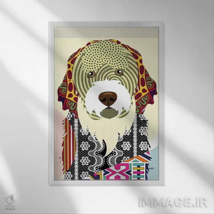 تابلو دکوراتیو سگ آبی پرتغالی اثر لانره استودیو - نمای قابدار سفید