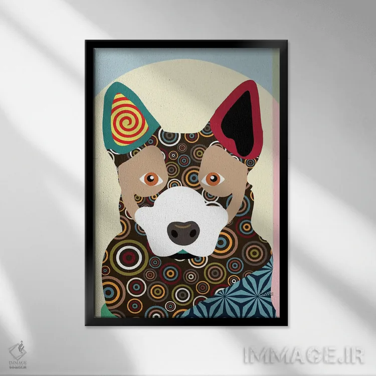 تابلو دکوراتیو گاو استرالیایی اثر لانره استودیو - نمای قابدار مشکی