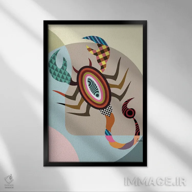 تابلو دکوراتیو برج عقرب اثر لانره استودیو - نمای قابدار مشکی