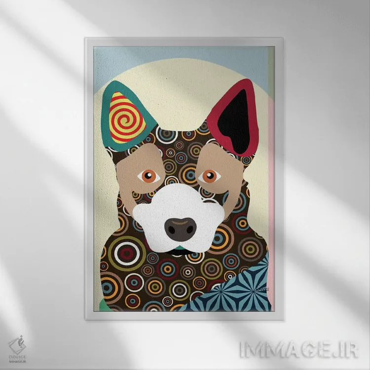 تابلو دکوراتیو گاو استرالیایی اثر لانره استودیو - نمای قابدار سفید