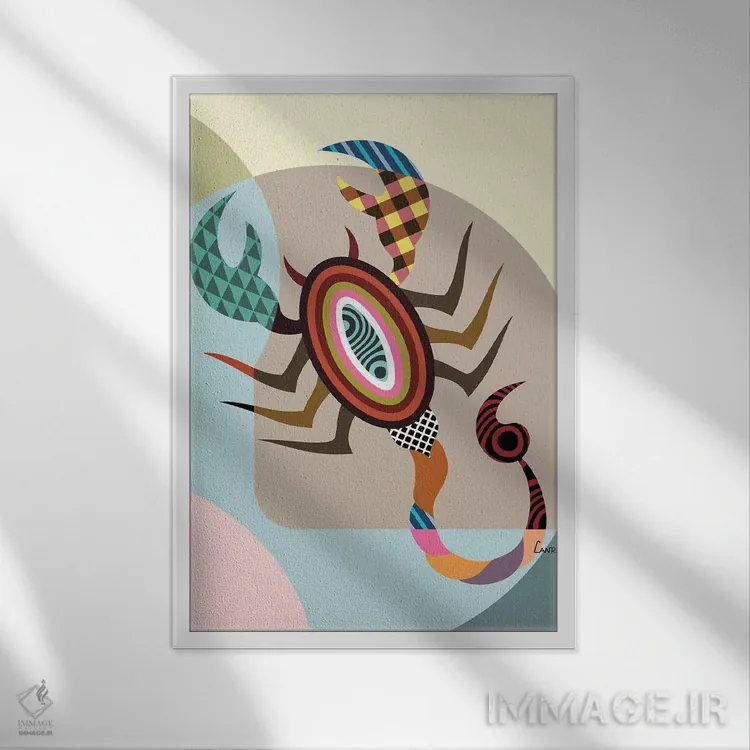 تابلو دکوراتیو برج عقرب اثر لانره استودیو - نمای قابدار سفید