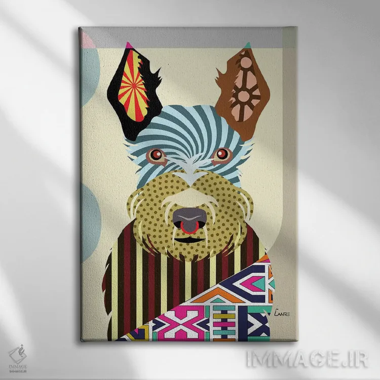 تابلو دکوراتیو تریر اسکاتلندی اثر لانره استودیو - نمای روبهرو روی دیوار