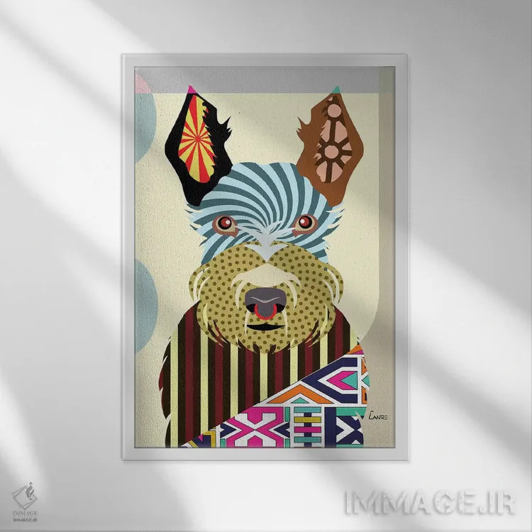 تابلو دکوراتیو تریر اسکاتلندی اثر لانره استودیو - نمای قابدار سفید