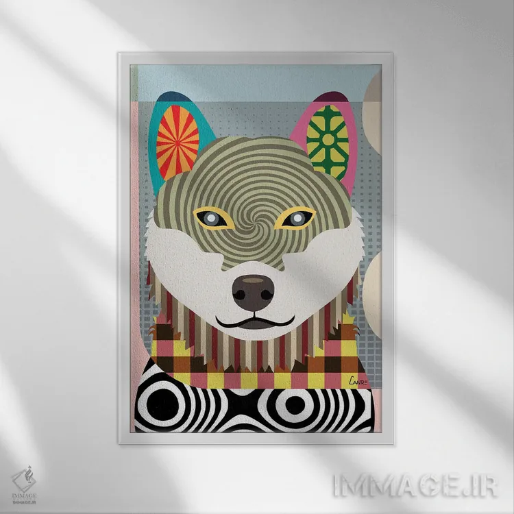 تابلو دکوراتیو شیبا اینو اثر لانره استودیو - نمای قابدار سفید