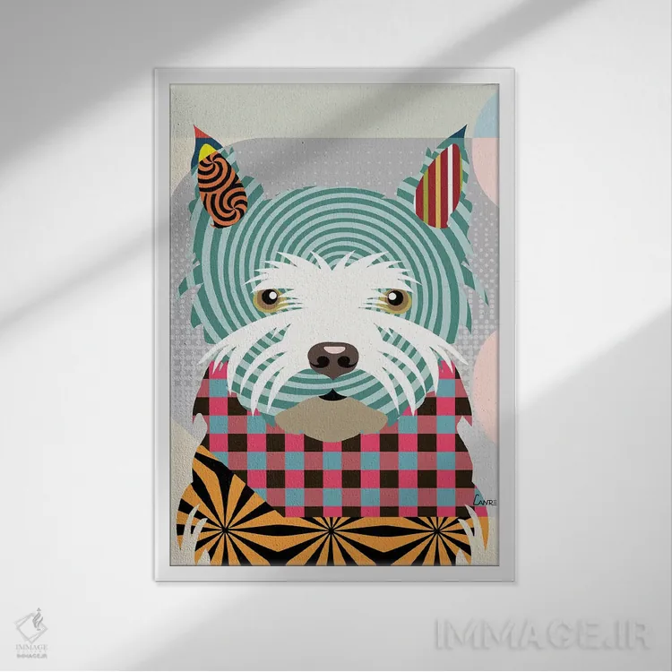 تابلو دکوراتیو تریر وست هایلند اثر لانره استودیو - نمای قابدار سفید