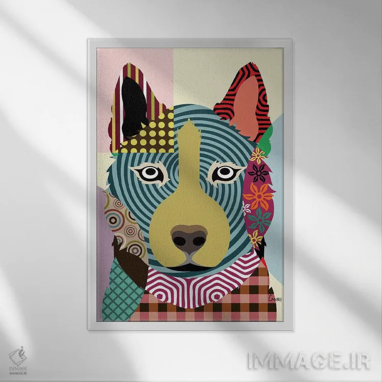 تابلو دکوراتیو هاسکی سیبری اثر لانره استودیو - نمای قابدار سفید