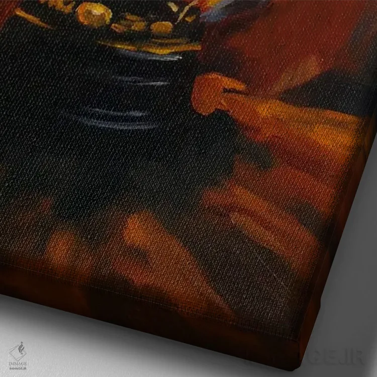 تابلو دکوراتیو چراغ کرزین داغ و یک کلید اثر جین لانتسمن - نمای نزدیک بافت بوم