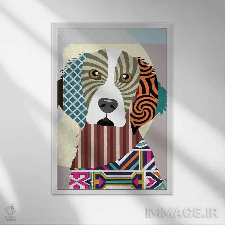 تابلو دکوراتیو ولش اسپرینگر اسپانیل اثر لانره استودیو - نمای قابدار سفید