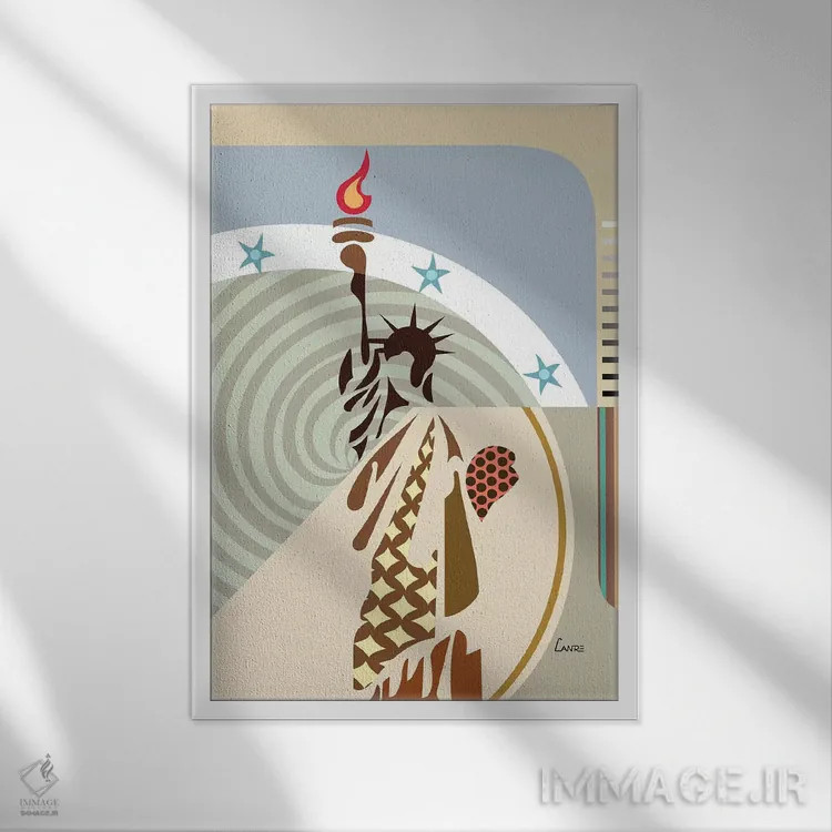 تابلو دکوراتیو مجسمه آزادی اثر لانره استودیو - نمای قابدار سفید
