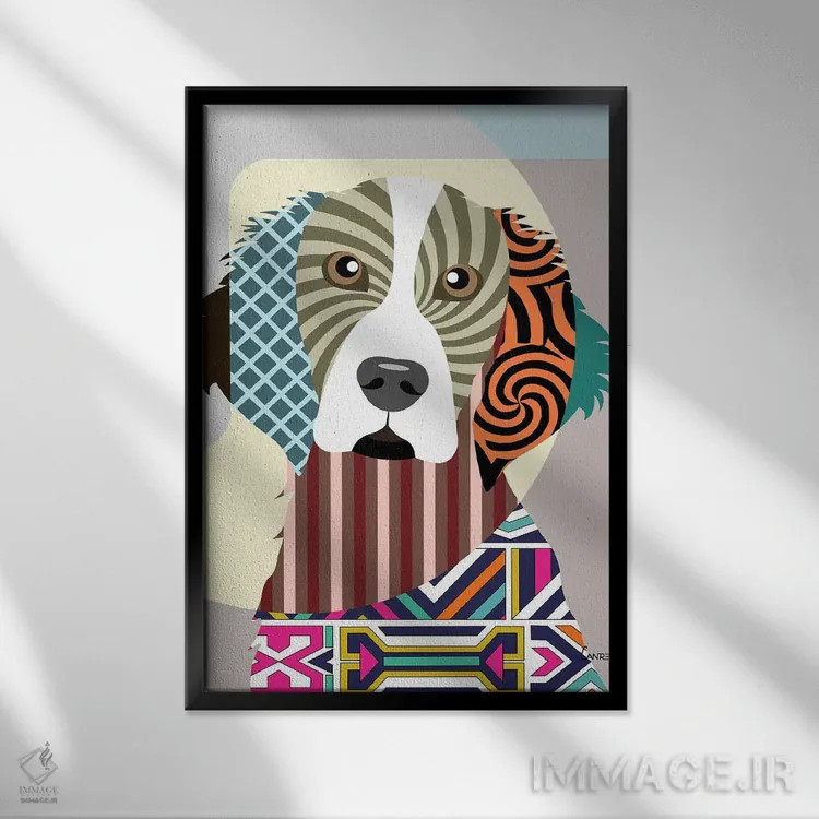 تابلو دکوراتیو ولش اسپرینگر اسپانیل اثر لانره استودیو - نمای قابدار مشکی