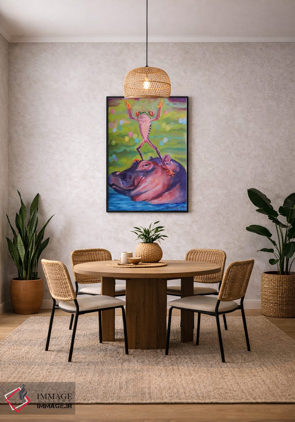 تابلو دکوراتیو قورباغه رقصنده روی سر اسب آبی اثر جین لانتسمن - D2B