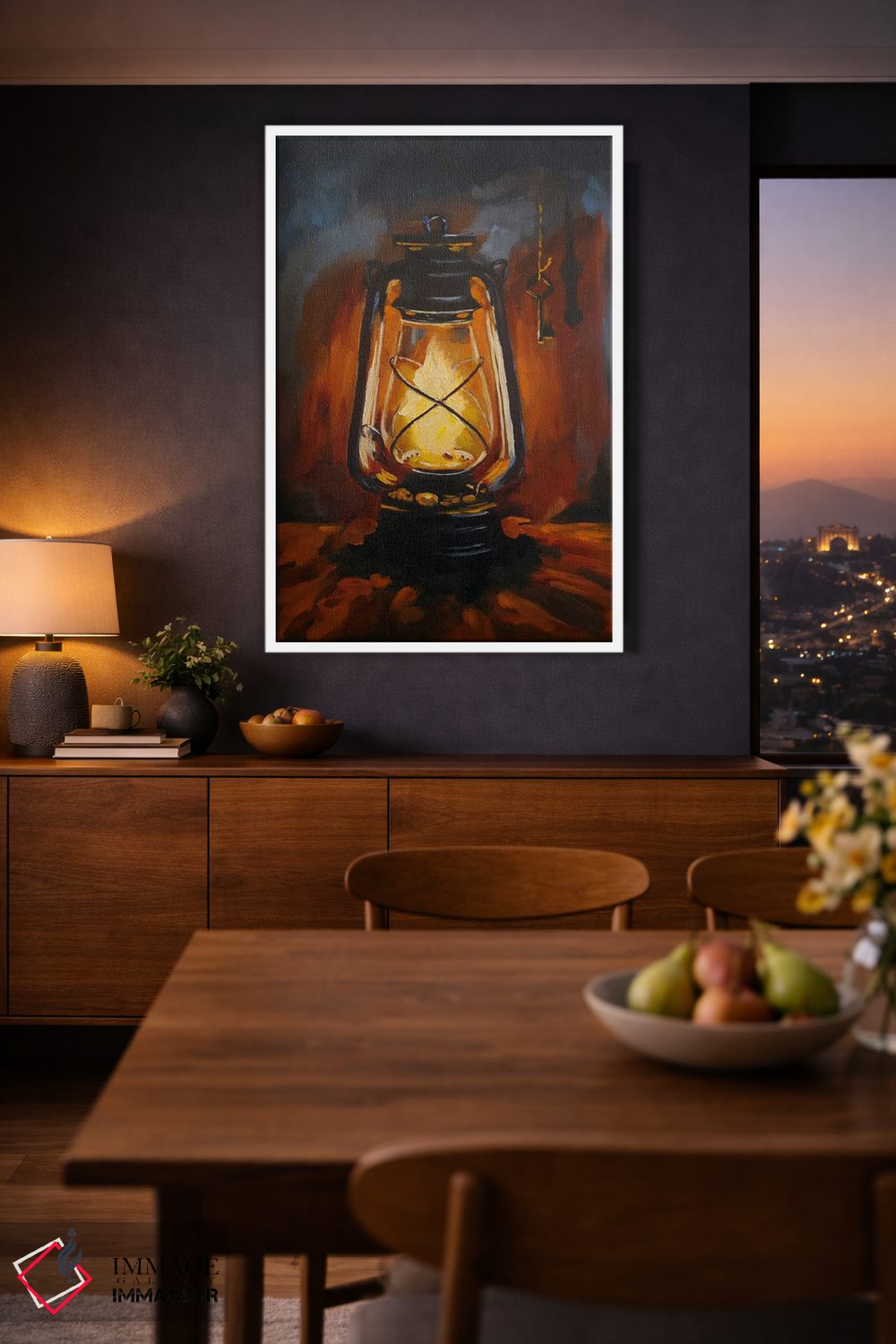 تابلو دکوراتیو چراغ کرزین داغ و یک کلید اثر جین لانتسمن - D4W