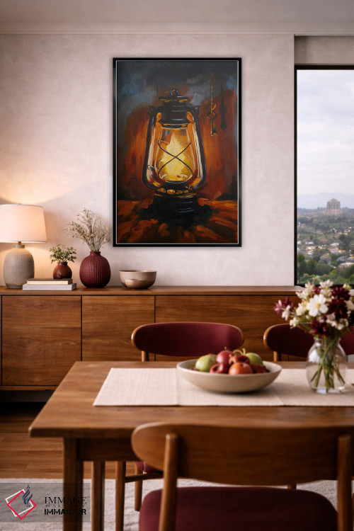 تابلو دکوراتیو چراغ کرزین داغ و یک کلید اثر جین لانتسمن - D6B