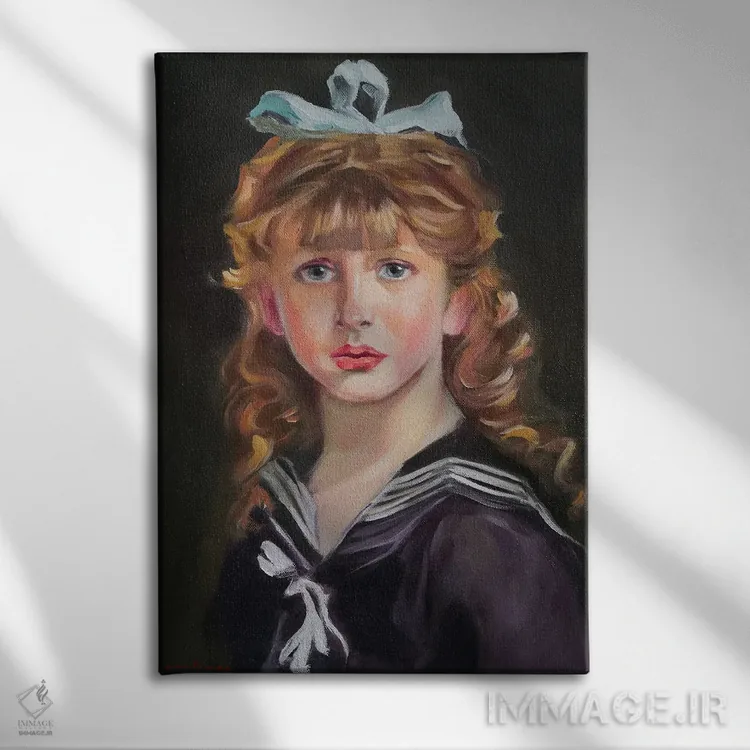 تابلو دکوراتیو دختر کوچولو و پاپیون اثر جین لانتسمن - نمای روبهرو روی دیوار