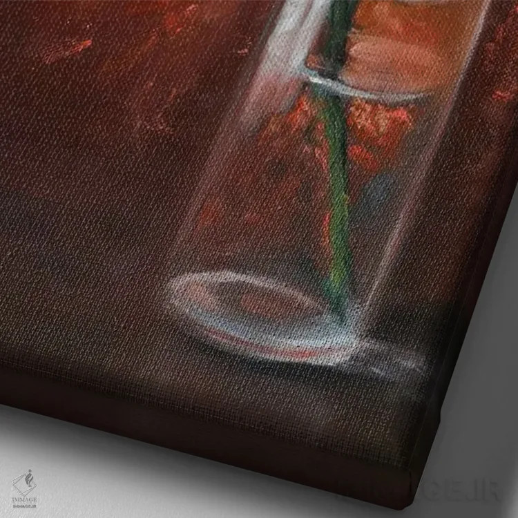 تابلو دکوراتیو پئونی تنها اثر جین لانتسمن - نمای نزدیک بافت بوم