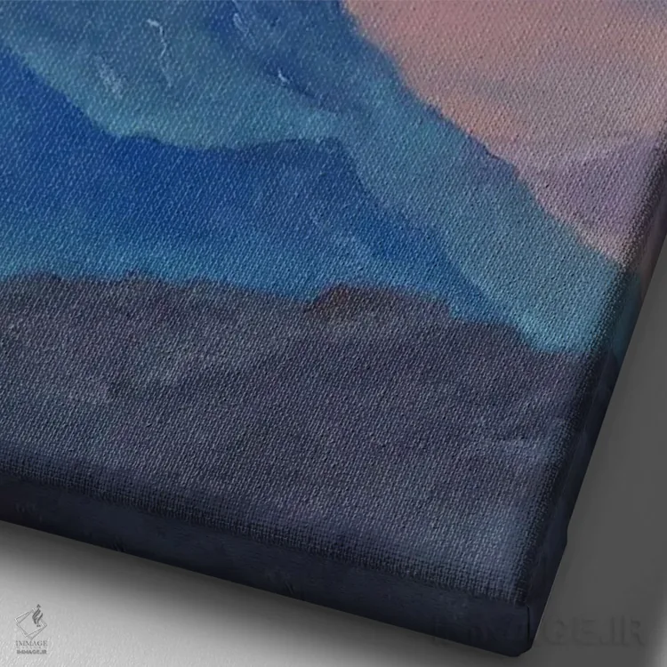 تابلو دکوراتیو طلوع خورشید در منظره کوهستان برفی اثر جین لانتسمن - نمای نزدیک بافت بوم