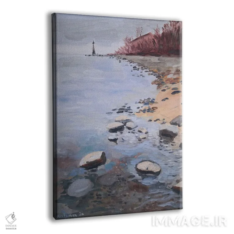 تابلو دکوراتیو منظره فانوس دریایی رودخانه اثر جین لانتسمن - نمای پرسپکتیو محصول