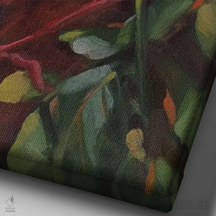 تابلو دکوراتیو گل رز صورتی اثر جین لانتسمن - نمای نزدیک بافت بوم